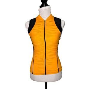 Active Angelz Full Zip Sleeveless Cycle Top Yellow Black Size Medium